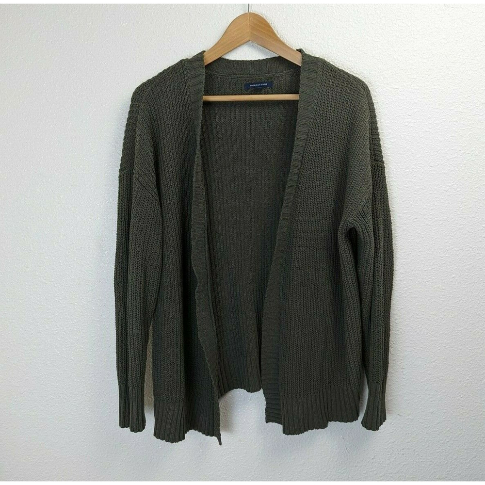 American Eagle Womens Green Open Cardigan Knit Sweater Medium Size M Casual